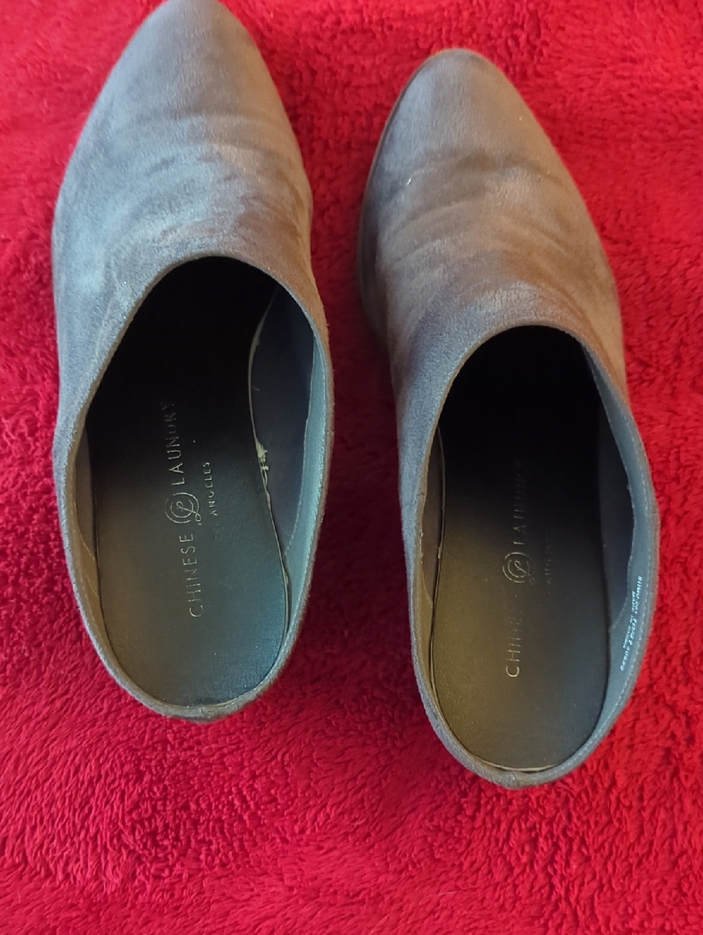 Chinese Laundry Gray Suede Slip-On Mallerina Mules